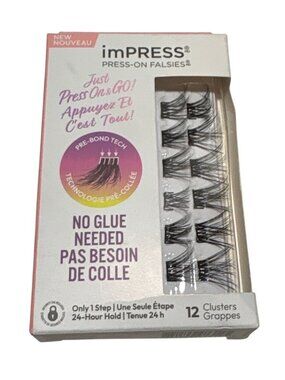 ImPRESS False Eyelashes Press On Bold Volume Clusters 12 Pack No Glue Needed New